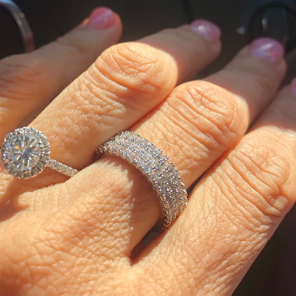 NEW SILVER ENGAGEMENT WEDDING RING DIAMOND - Picture 8 of 10